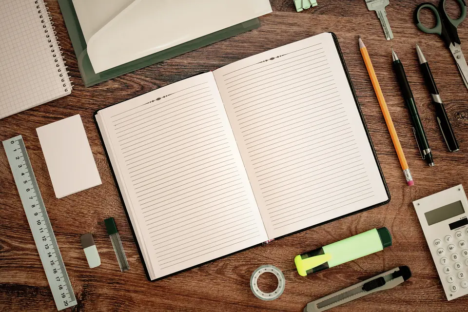 Study materials on a desk.